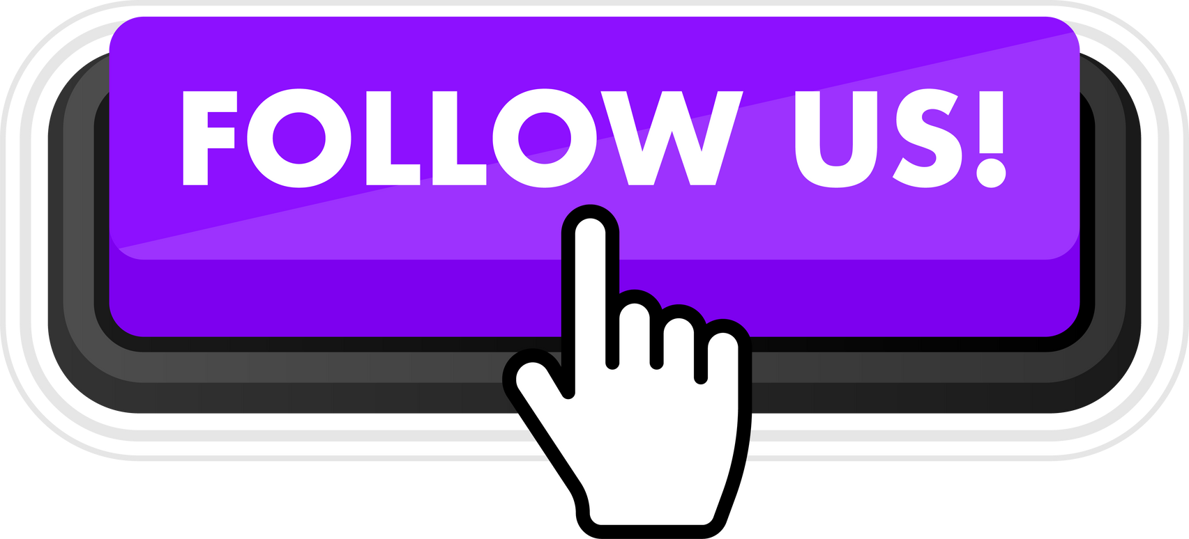 Set of Follow us button. Hand pointer clicking. Follow us web buttons